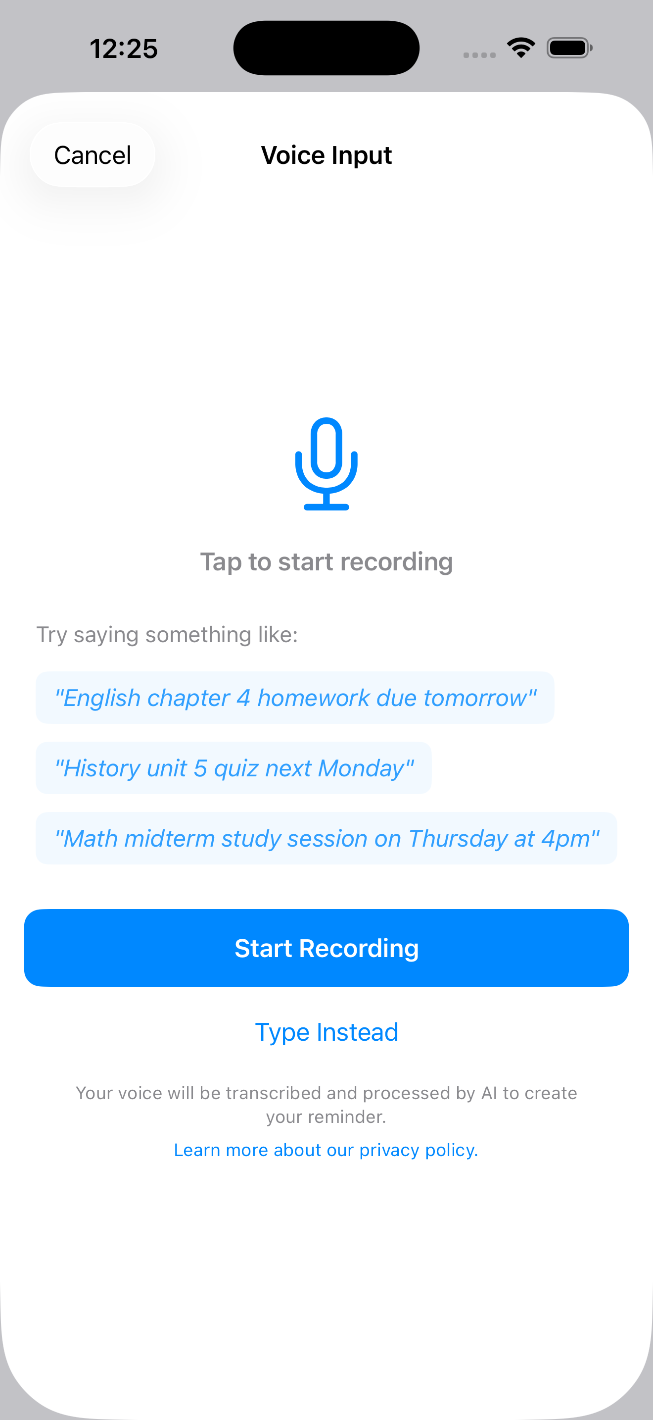 LiMinder Voice Input