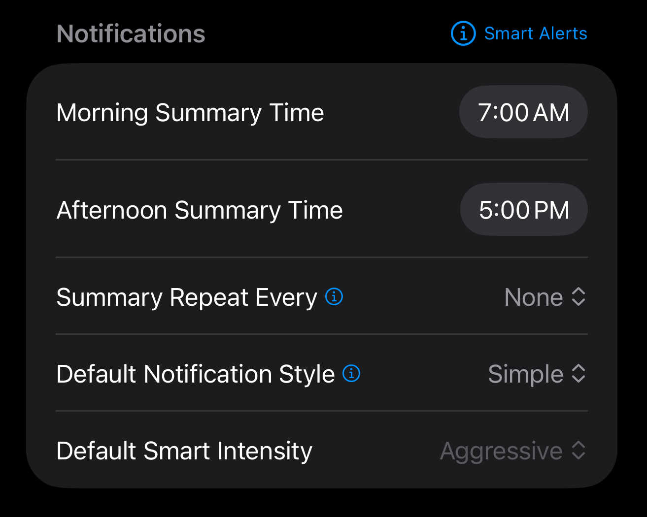 Simple Snooze notification showing single alert